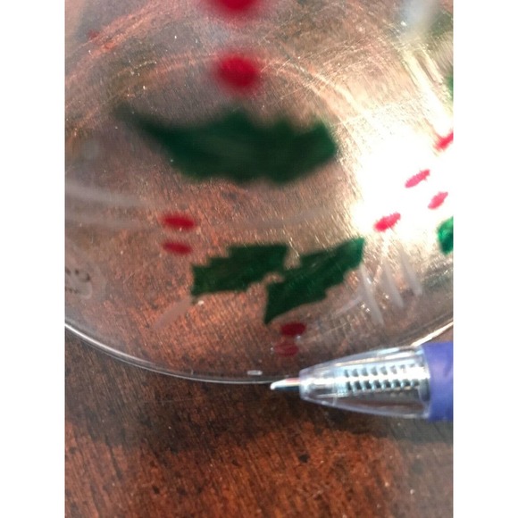 Gorham "FESTIVE HOLLY" 5" Crystal Candy Dish Hand-painted And Hand-cut - Picture 9 of 9